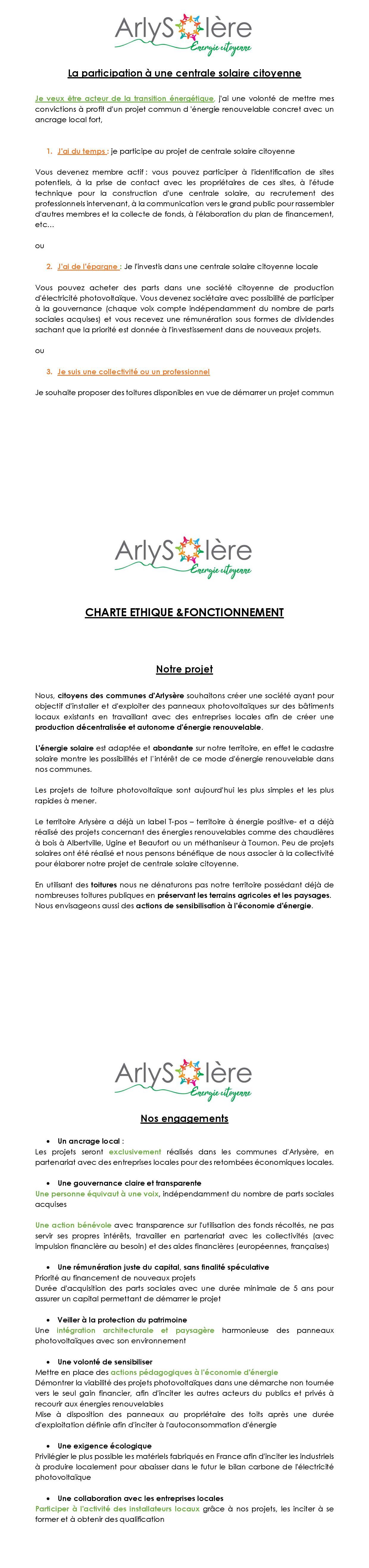 Charte éthique Arlysolère